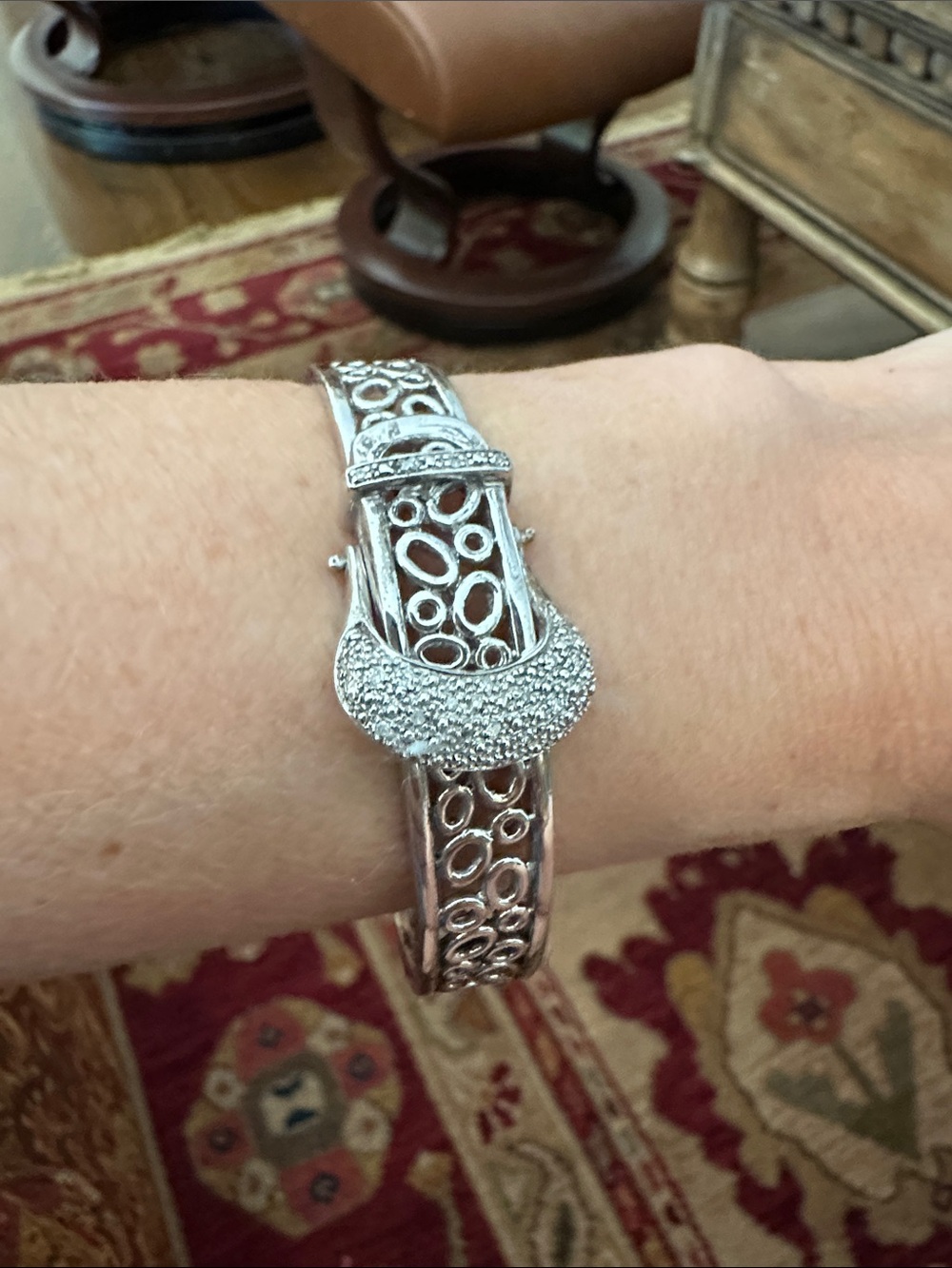 Elegant Sterling Pavé Accent Women's Bracelet